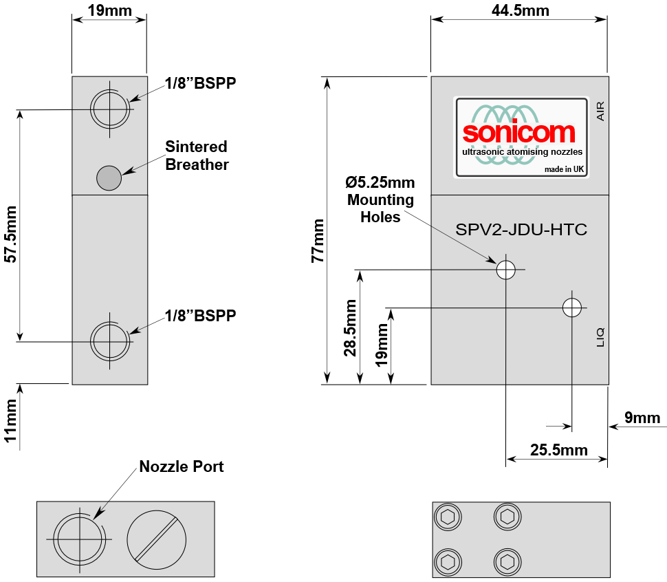 SPV2 Valve Dimensions